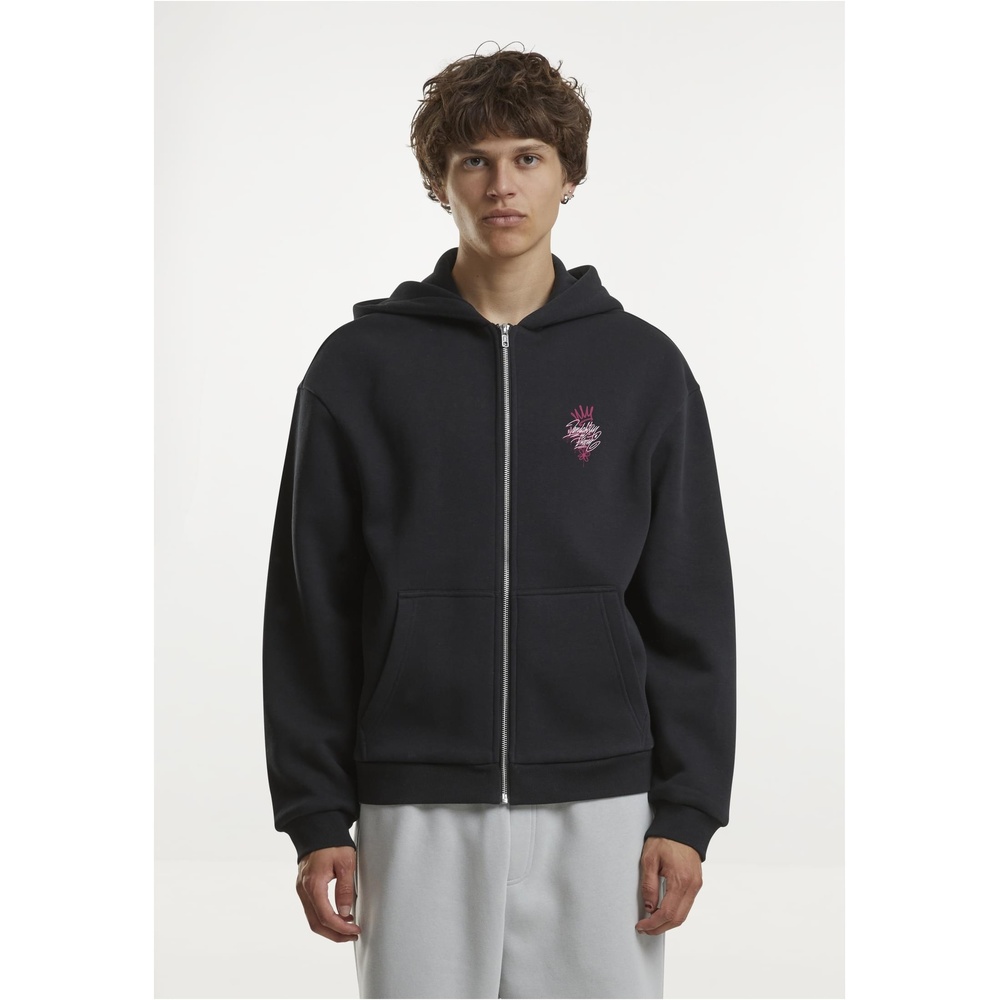 Mister Tee - Urban Bloom Fluffy Kapuzenpullover mit Reißverschluss - Schwarz